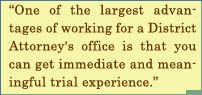 One Of The Largest Advantages Of Working For District Attorney Office Is That You Can Get Immediate And Meaningful Trial Experience.